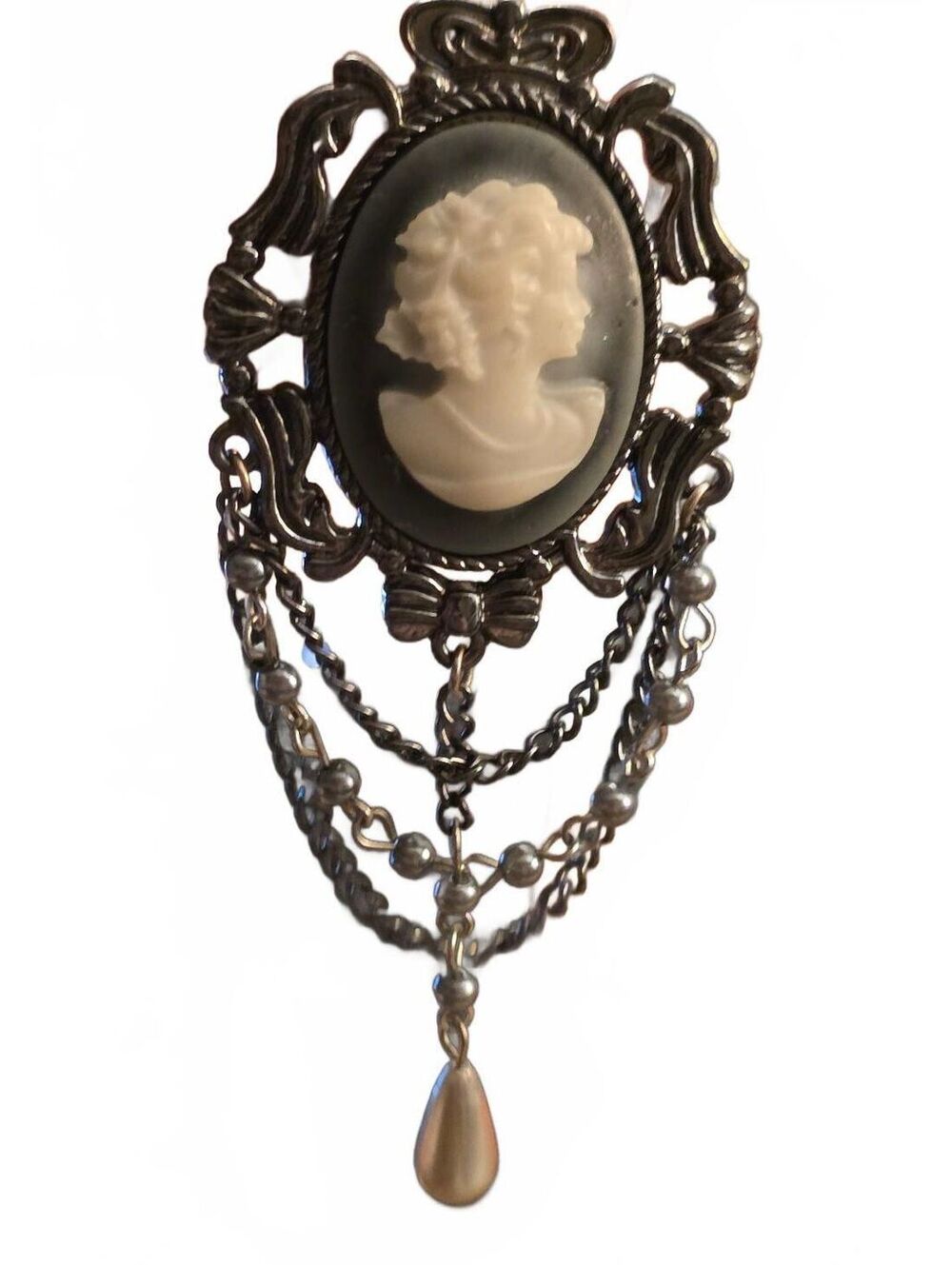 Large Victorian Style Dangle Cameo Pendant